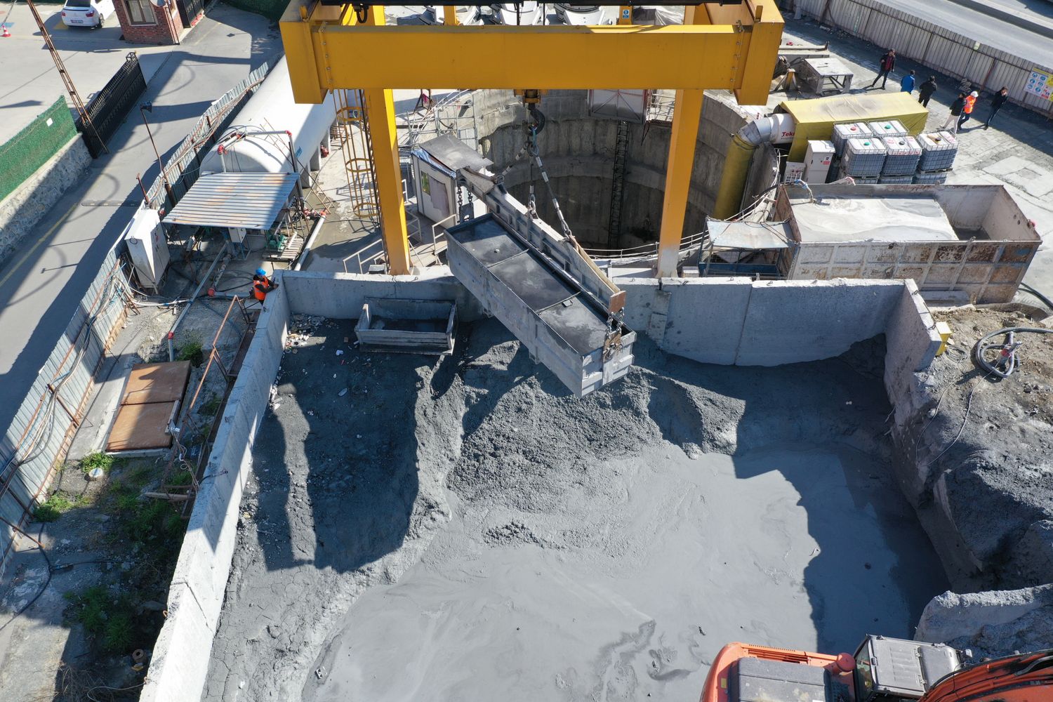 Backyard concrete patio pour in progress